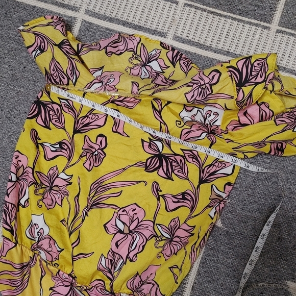 ZARA floral ruffle one shoulder bodysuit S - Picture 14 of 16